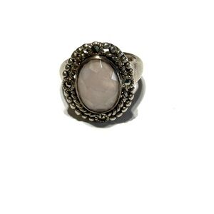 Sterling Silver 925 and Pink Stone Ring Size 6.5